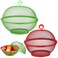 Omistar 2 Pcs Mesh Fruit Baskets, Summer Mesh Wire Bowls with Lids, Metal Protective Fruit Holders, Countertop Vegetable Strainers, Food Storage Containers for Kitchen, 11.2" & 9.8