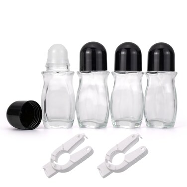 Newzoll 4 Pack 50ML Clear Glass Roller Bottles for Essential Oils