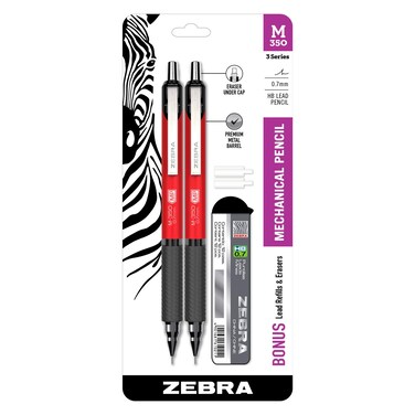 Zebra Pen Steel M-350 Red Mechanical Pencil, 0.7mm, Medium Point 2-Pack