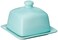Now Designs Stoneware Square Butter Dish with Lid, Eggshell Blue 4.5 X 4.5 In