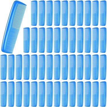 Didaey 50 Pcs Pocket Combs for Men 5'' Wide Fine Teeth Professional, Blue