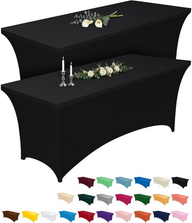 Pureegg Spandex Tablecloth 6FT 2 Pack Black