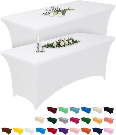 Pureegg Spandex Tablecloth 6FT 2 Pack White
