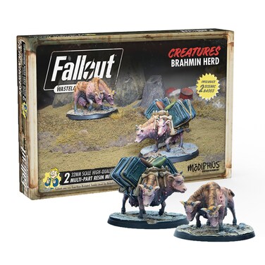 Modiphius Fallout: Wasteland Warfare - Brahmin Herd 2 Figures, 32MM Resin
