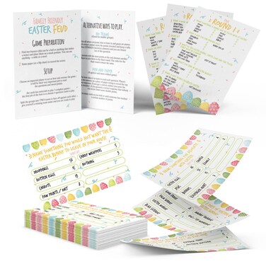 Shupai Easter Quiz Trivia, Easter Question Ans Answer Cards, Easter Family Game Night, Easter Feud Questions, Easter Trivia Game, Family Friendly Quiz for Easter Holiday-E2Q