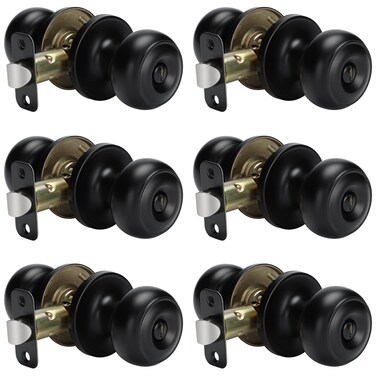 Goldenwarm Black Door Knobs Interior, Matte Black Privacy Door Knob 6 Pack