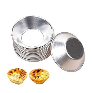Dnhcll 10 Pieces Aluminum Egg Pie Mold Cupcake Tin Mini Pie Pan Anodized Pie Pan Muffin Cake Mold Baking Cup Pudding Baking Tool
