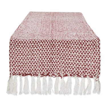 Dii Woven Basics Collection 100% Cotton Knit Table Runner, 15X108, Barn Red