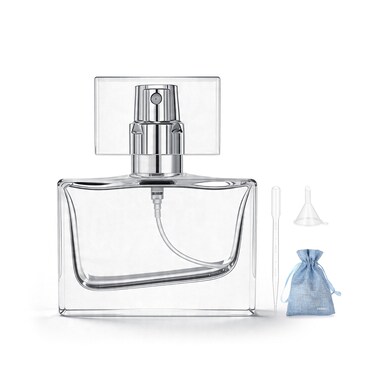Jjkmall 30ML Clear Refillable Perfume Bottle, 1 Oz, Silver