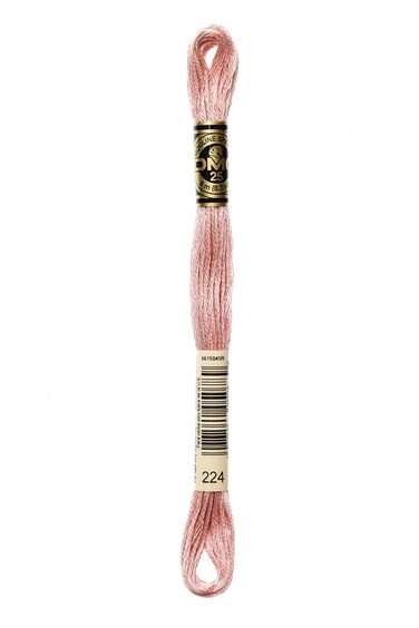 Dmc 117-224 Six Strand Embroidery Cotton Floss, Light Shell Pink, 8.7-Yard