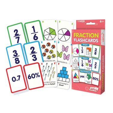 Junior Learning Fraction Flashcards - 3 Decks of 54 Cards for Math