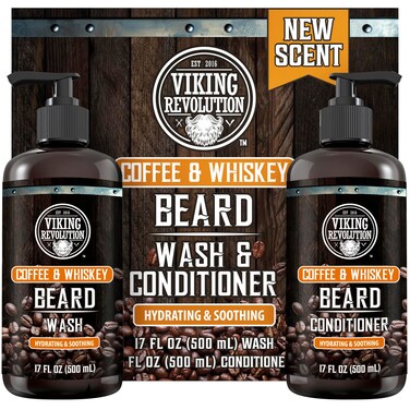 Viking Revolution Beard Wash & Conditioner Set - Coffee Whiskey - 17 Oz