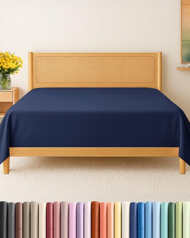 CGK Unlimited Twin Flat Sheet - Single Top Flat Sheet Only - Soft &amp; Cooling - Navy Blue