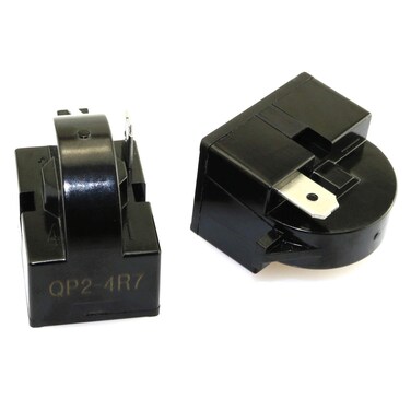 RuiLing 2-Pack QP2-4.7 Ptc Refrigerator Start Relay Replacement 1 Pin Wine Centers Beverage Coolers Compressor Starter QP2-4R7 4.7 Ohm Black