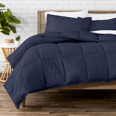 Bare Home Queen Comforter Set - 1800 Ultra Soft (Queen, Midnight)