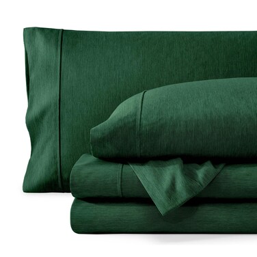 Bare Home Printed Sheet Set 1800 Ultra-Soft (Full, Heathered Forest Green)