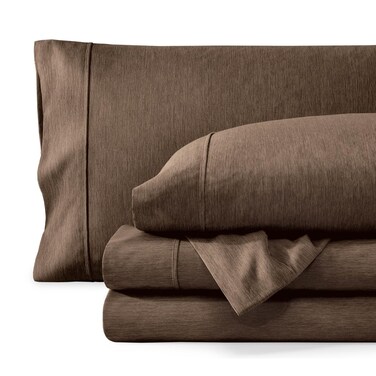 Bare Home Printed Sheet Set (Split Head Flex King, Heathered Taupe)