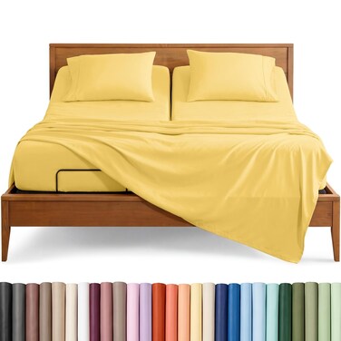 Bare Home Sheet Set - 1800 Ultra-Soft (Split Head Flex King, Lemon Drop)