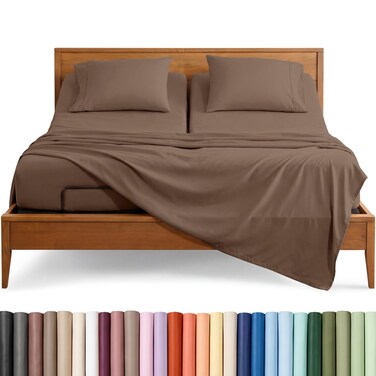Bare Home Sheet Set - 1800 Ultra-Soft (Split Head Flex King, Taupe)