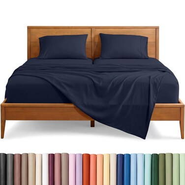 Bare Home Sheet Set - 1800 Ultra-Soft (Split King, Midnight Blue)