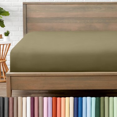Bare Home King Fitted Sheet - 1800 Ultra-Soft (King, Olive)