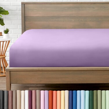 Bare Home Queen Fitted Sheet - 1800 Ultra-Soft (Queen, Lavender)