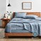 Bare Home Washed Sheet Set 1800 Ultra-Soft (Twin, Dusty Blue)