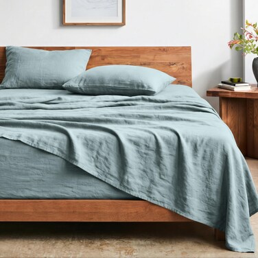 Bare Home Washed Sheet Set 1800 Ultra-Soft (Twin, Slate)