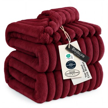 Bedsure Soft King Size Blankets for Bed Deep Red 108"x90
