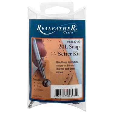 Realeather Snap Setter Tool Kit for Leathercrafting with Setter, Anvil, and 20L Snaps