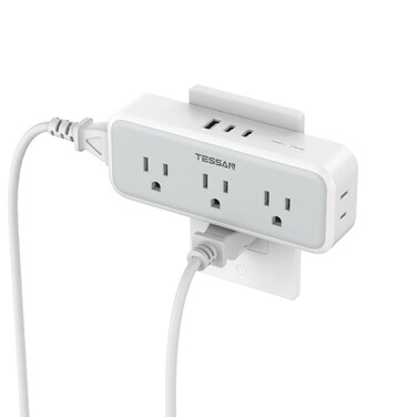Tessan Multiple Plug Surge Protector, Multi Plug Outlet Extender, Grey