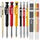 Enhon 6 Pack Carpenter Pencil with Sharpener, Mechanical Carpenter Pencils with 36 Refills, Heavy Duty Construction Pencil Woodworking Tools for Architect Marking