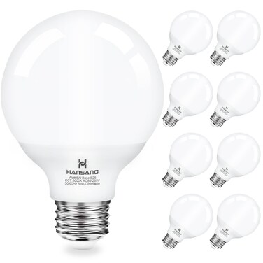 Hansang 8 Pack E26 LED Vanity Bathroom Light Bulbs 5000K Daylight 60W Equivalent