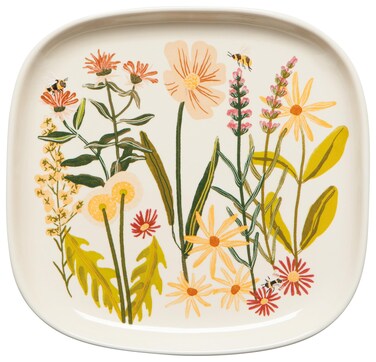 Now Designs Stoneware Appetizer Shaped Dish, Bees &amp; Blooms