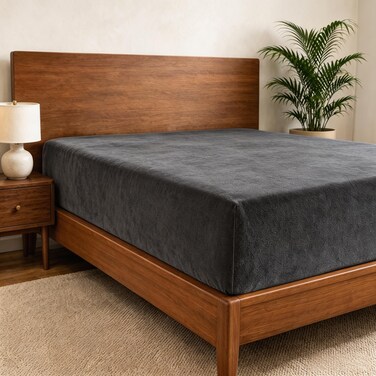 Cathay Home King Size Flannel Plush Fitted Sheet Only, Gray