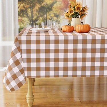 Misaya Rectangular Waterproof Vinyl Table Cloth, Flannel Backed Tablecloth