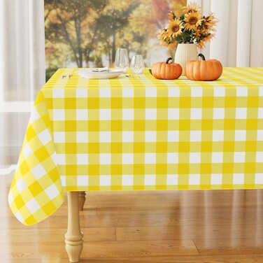 Misaya Square Waterproof Vinyl Table Cloth, Flannel Backed Tablecloth
