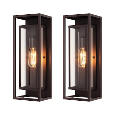 Mirrea 18" Modern Outdoor Porch Wall Light, Oil Rubbed Bronze, 2 Pack
