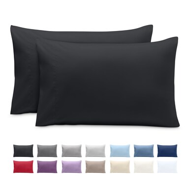 Bare Home Pillowcases Envelope (Standard Set of 2, Black)