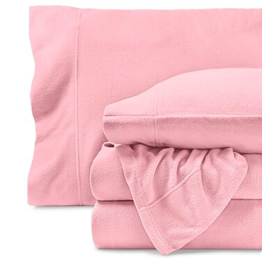 Bare Home Super Soft Fleece Sheet Set (Split King, Light Pink)