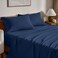 Bare Home Full XL Flannel Sheet Set 100% Cotton (Full XL, Dark Blue)