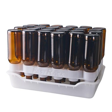 FastRack Fastferment - 24-Bottle Drying Rack &amp; Tray Bottle Drying Tree Alternative Dry &amp; Store Your Wine or Bomber/Belgian Bottles Stackable White Dishwasher Safe Home Brewing Supplies