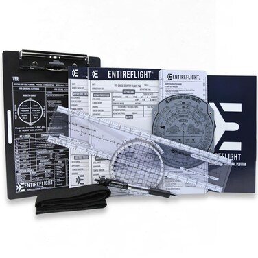 EntireFlight Aviation Pilot Kneeboard - E6B Flight Computer Plus Plotter & Cross Country Planning Notepad, Student Pilot Bundle