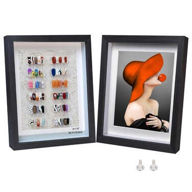 Dohomi 2 Pack Shadow Box Frame 8X10 Shadow Box Display Case Black Picture Frame Glass Surface Internal Depth 0.6 Inch for Wall or Tabletop