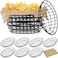 Hushee 12 Pcs Wire Fast Food Baskets Bulk, Bread Chip Basket, Black Oval