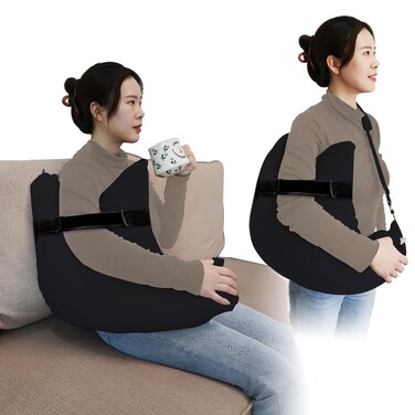 Zimucxn Shoulder Surgery Pillow, Ergonomic Rotator Cuff Pillow, Comfortable Post Shoulder Surgery Pillow, Adjustable Structure Provide Support, Shoulder Pain Relief (Black, Arm & Shoulder Strap)