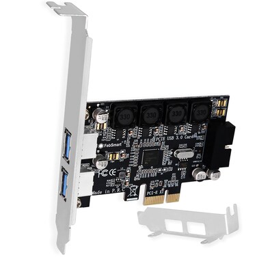 FebSmart 1X 19PIN USB 3.0 Header and 2X USB-a Ports Pcie USB 3.0 5Gbps Expansion Card for Windows and Linux Desktop Pcs, Built in Self-Powered Technology, No Need Additional Power Supply (Fs-ha-pro)