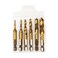 Focmkeas 6 Pcs Combination Drill and Taps Bit Set, Bsw, Ti-Plating