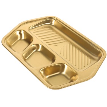 Kichvoe Stainless Steel Divided Plate Rectangular 3 Compartments