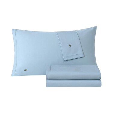 Lacoste 100% Cotton Percale 3-Piece Sheet Set, Allure Blue, Twin